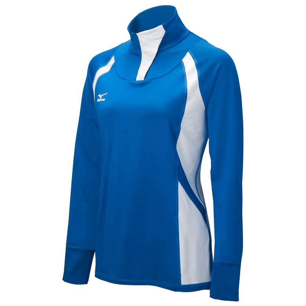 Mizuno Nine Collection: Drive Half-Zip Női Jacke Királykék/Fehér FLP731025